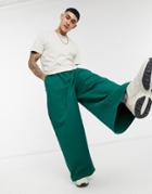 Asos Design Oversized Wide Leg Sweatpants In Forest Green