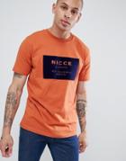 Nicce T-shirt In Orange With Velour Box Logo - Orange