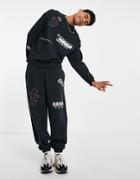 Crooked Tongues Sweatpants With Groove Prints In Black - Part Of A Set