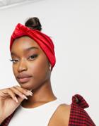 Kazbands Headband With Twist Knot In Red Velvet