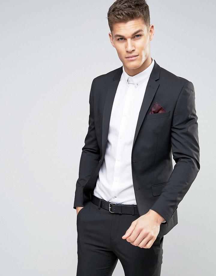 River Island Skinny Fit Suit Jacket In Black
