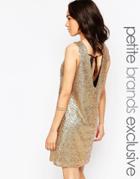 True Decadence Petite Low Back Sequin Mini Dress - Gold