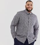 Asos Design Plus Stretch Slim Ditsy Print Shirt - Multi