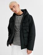 Asos Design Hooded Utility Puffer Jacket In Black