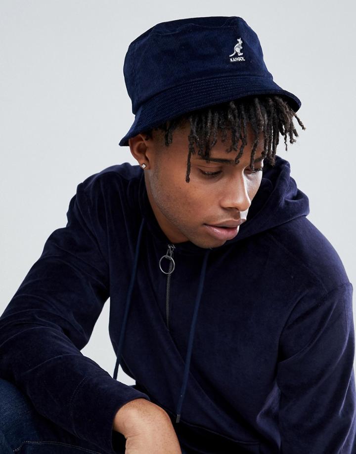 Kangol Cord Bucket Hat In Navy - Navy