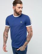 Fred Perry Slim Fit Sports Authentic Taped Sleeve T-shirt In Navy - Navy