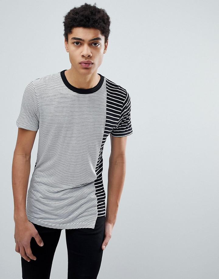 D-struct Cut And Sew Asymetrical T-shirt - Black