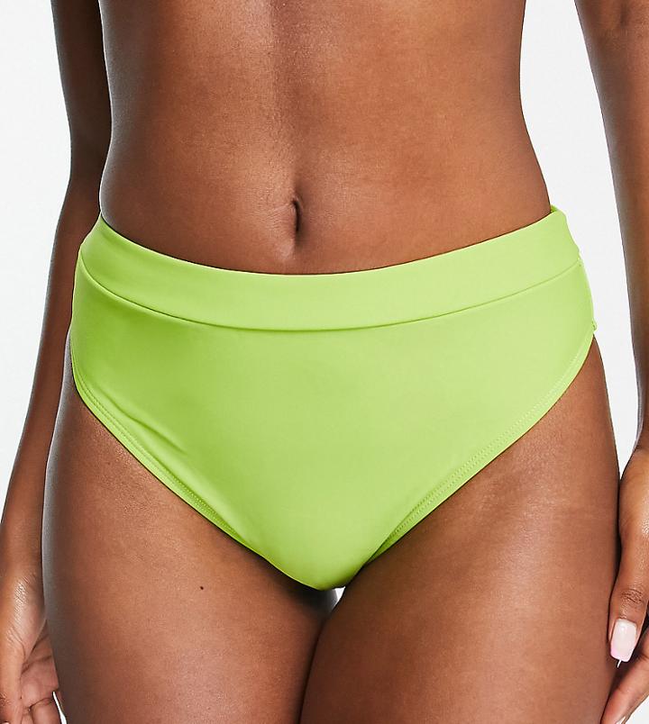 Missguided Mix & Match High Waist Bikini Bottom In Green