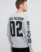 True Religion Waffle Knit Logo Sweater - Heather Gray