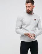Hype Sweatshirt In Gray With Skeleton Rose Embroidery - Gray