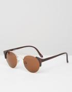 Jeepers Peepers Round Sunglasses In Matt Brown - Brown