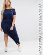 Club L Lounge Plus Drape Front Short Sleeve Maxi Dress - Navy