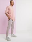 Asos Design Cigarette Chinos With Pleats In Warm Pink