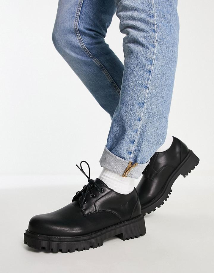 London Rebel X Cleated Sole Chunky Shoes In Black