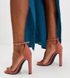 Missguided Barely There Heel With Square Toe In Terracotta - Pink