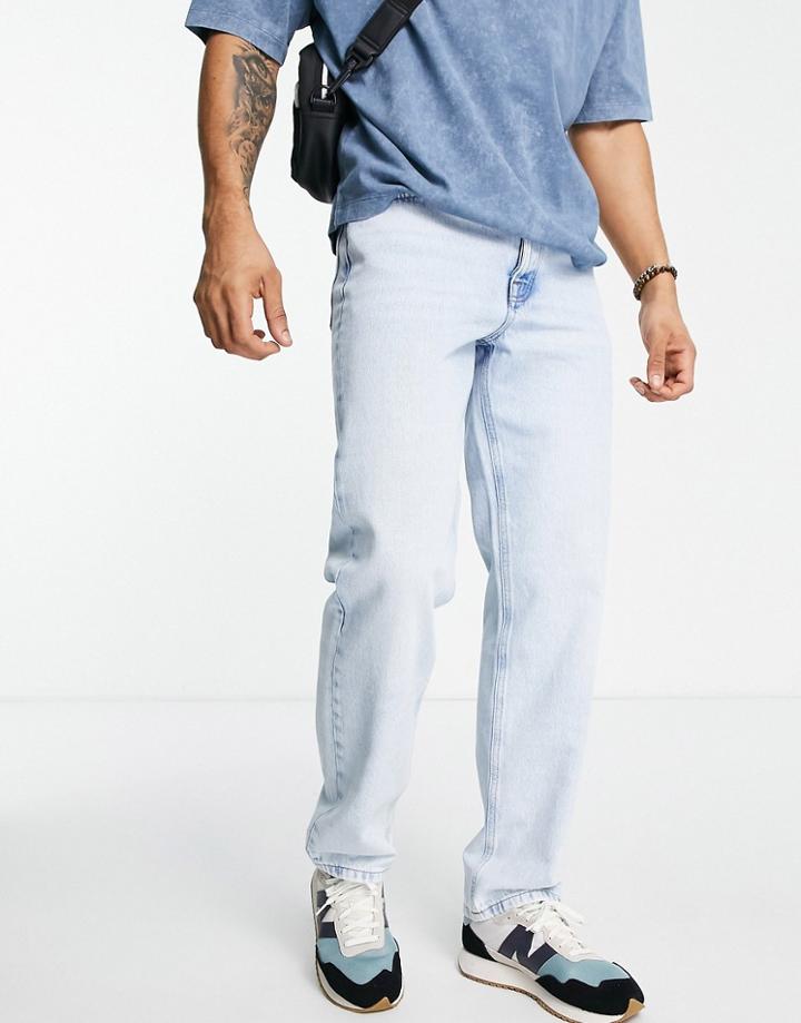 Asos Design Organic Cotton Blend Straight Leg Jeans In Vintage Light Wash-blue