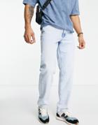 Asos Design Organic Cotton Blend Straight Leg Jeans In Vintage Light Wash-blue