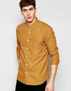 Asos Marl Shirt In Camel Twill With Long Sleeves - Camel