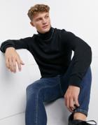 Only & Sons Roll Neck Knitted Sweater In Black
