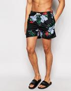 D-struct Hawaiian Swim Shorts In Black - Black