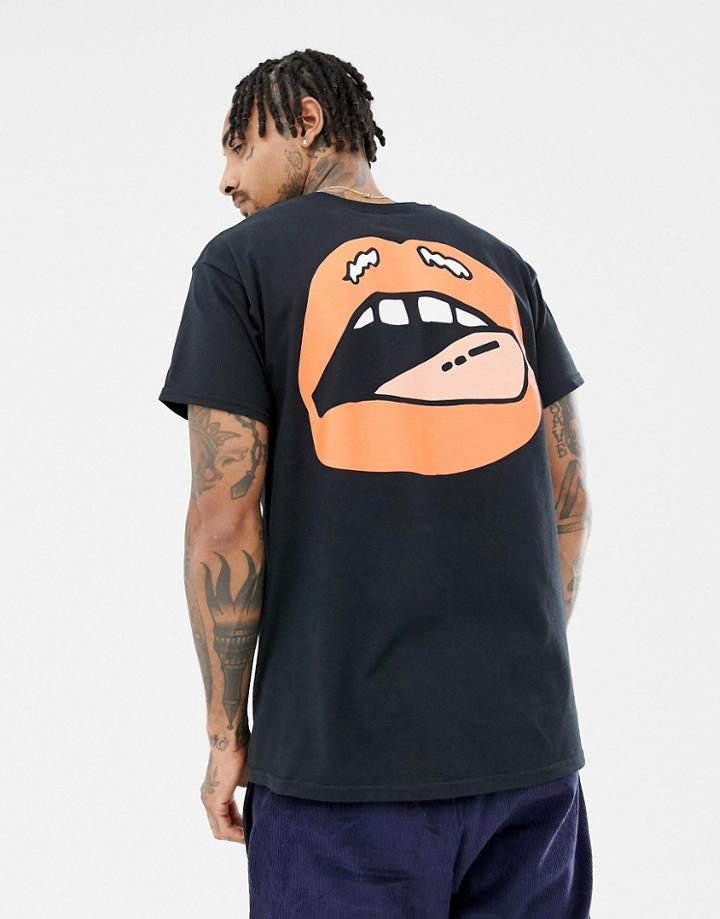 New Love Club Mouth Back Print T-shirt - Black