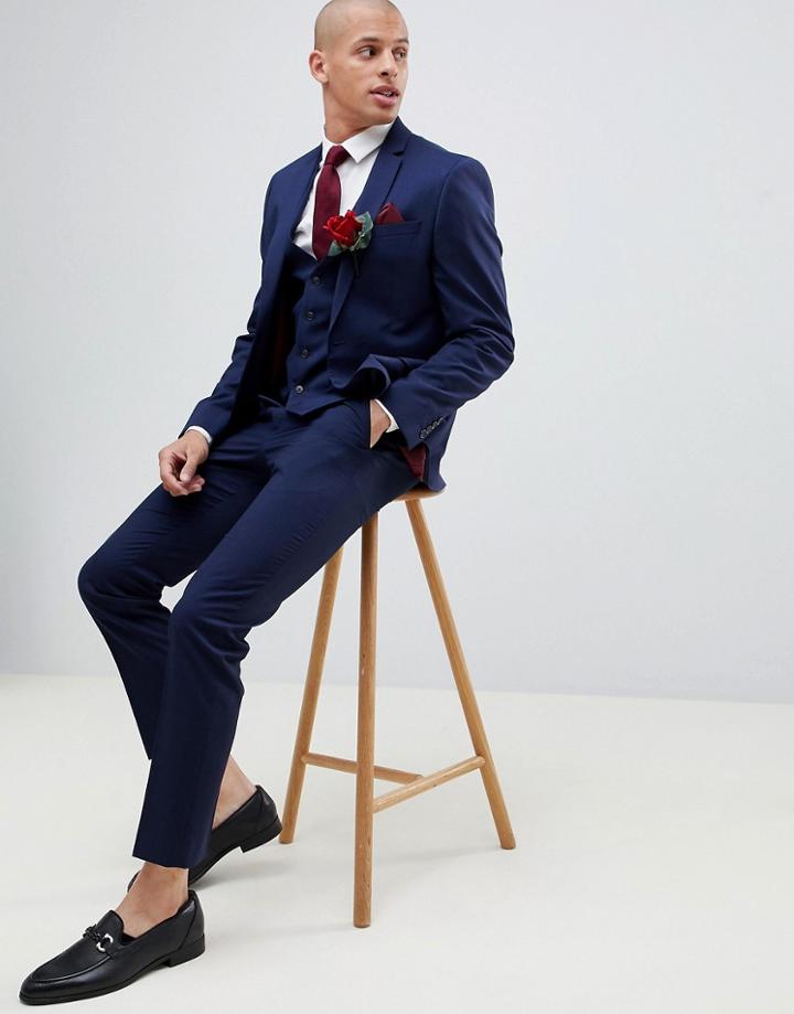 River Island Wedding Skinny Fit Suit Pants In Navy