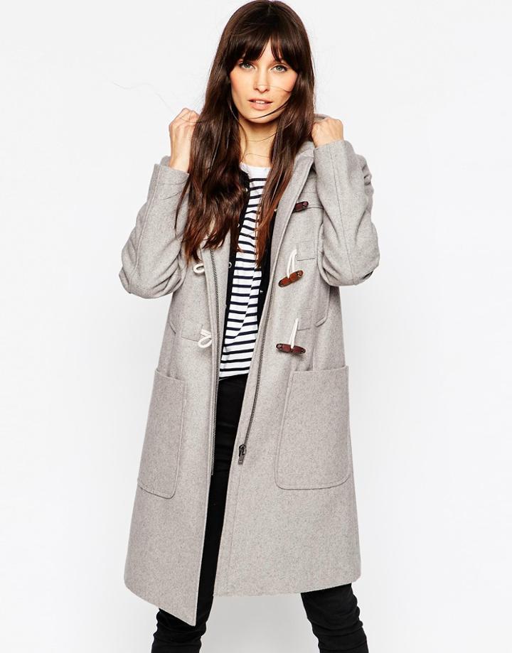 Asos Duffle Coat In Longline - Berry