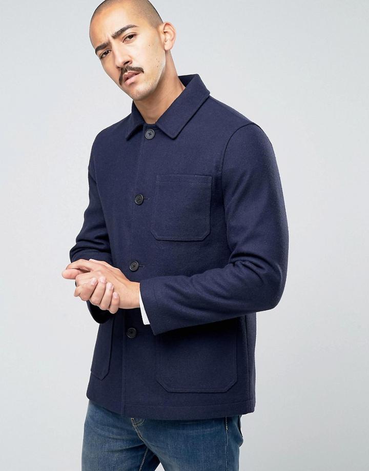 Stanley Adams Wool Rich Patch Pocket Coat - Navy