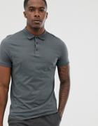 Asos Design Organic Jersey Polo In Washed Black-gray