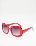 Aj Morgan Chunky Frame Square Lens Sunglasses-red