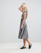 B.young Silver Pleated Skirt - Silver
