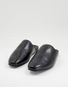 Asos Design Backless Mule Loafers In Black Leather On Black Sole