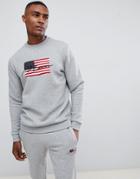 Boohooman Sweat With American Flag In Gray - Gray