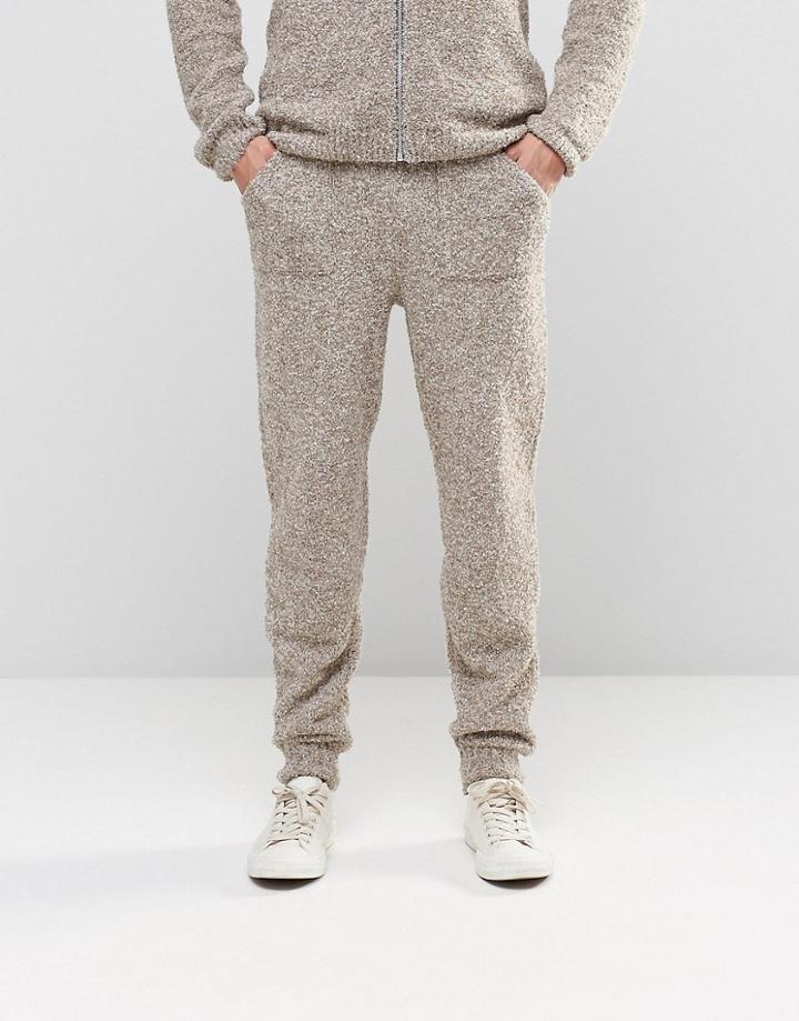 Asos Knitted Joggers In Teddy Yarn - Beige