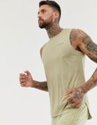 Asos 4505 Running Sleeveless T-shirt With Breathable Mesh Panels And Stepped Hem - Green