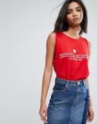 Stylenanda Oversized Tank Top With Things Will Get Better Print - Red