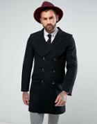 Gianni Feraud Premium Wool Blend Oversized Capone Overcoat - Black