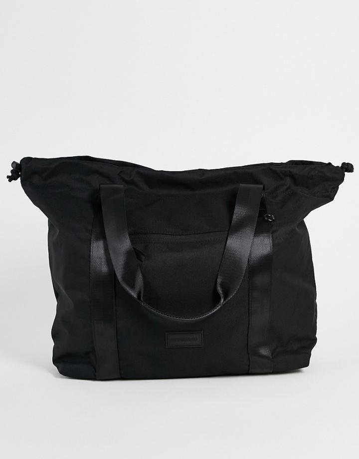 Consigned Drawstring Tote Bag In Black