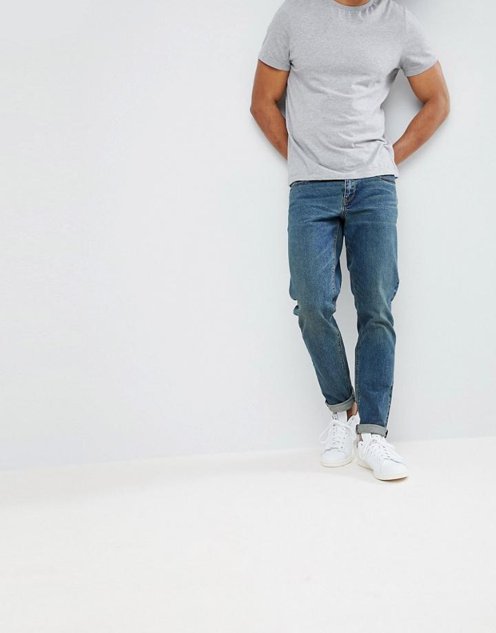 Asos Slim Jeans In Vintage Dark Wash - Blue