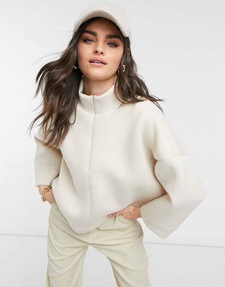 Vero Moda Sweater With Half Zip In Cream-white