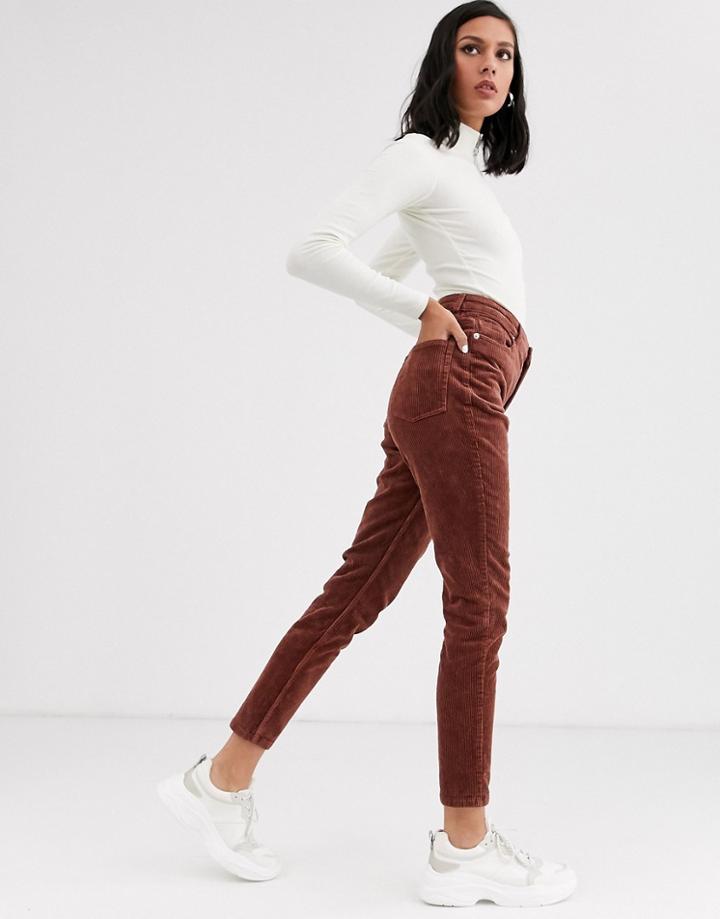 Monki Cord Skinny Pants In Rust-brown
