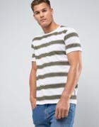 Mango Man Striped T-shirt In Khaki - Cream