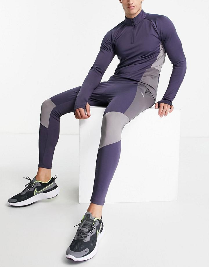 Asos 4505 Muscle Fit Training Sweatshirt With Contrast Panels And 1/4 Zip-grey