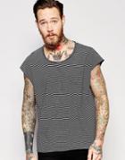 Asos Oversized Sleeveless Stripe T-shirt With Raw Edge