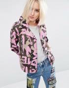 Asos Camo Jacket With All Over Word Print - Multi