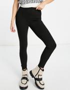 River Island High Rise Elasticized Waist Leggings In Black