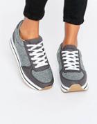 Pull & Bear Textured Color Block Sneaker - Gray