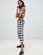 Whistles Gingham Linen Mix Pants-multi