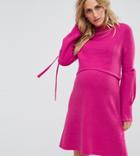 Asos Maternity Nursing Tie Sleeve Sweater Dress - Pink