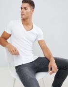 Asos Design Muscle Fit T-shirt With Deep V Neck In White - White